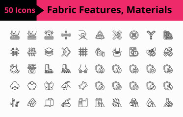 set of icons fabric properties