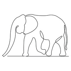 Continuous single line drawing of elephant wild animal national park conservation, Safari zoo concept world animal day outline vector illustration