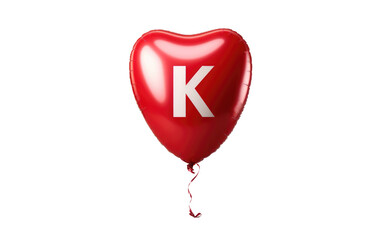 Letter K balloon, 3D image of Letter K Balloon isolated on transparent background.