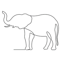 Continuous single line drawing of elephant wild animal national park conservation, Safari zoo concept world animal day outline vector illustration