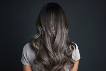 Fototapeta premium woman with long curly hair, Healthy hair banner 