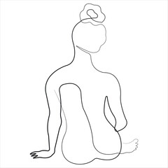 Beauty woman body one line art drawing naked female body outline vector illustration