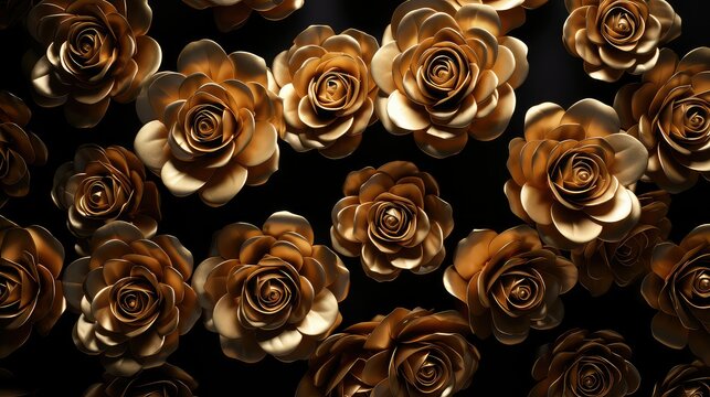 elegant golden roses background illustration luxury shimmering, beautiful vintage, delicate ornate elegant golden roses background