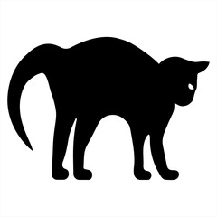 Silhouette of a frightened black cat. Vector illustration.