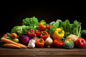 Ripe beautiful tasty vegetables on a dark banner background. Healthy food concept, harvest
