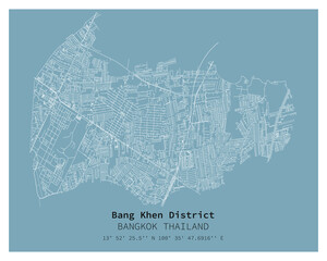 Street map of Bang Khen District Bangkok,THAILAND ,vector image for digital marketing ,wall art and poster prints.