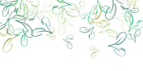 Fototapeta na wymiar green fresh tea leaves isolated on white background