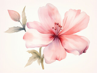 Fototapeta na wymiar Watercolor pink spring flower neutral colors on white background