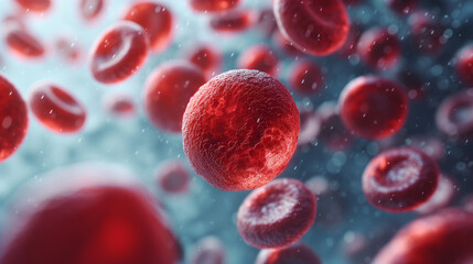 Erythrocytes Illustration: Close-up of Red Blood Cells, erythrocytes. Generative AI.