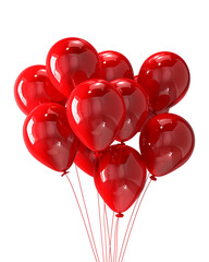 Red balloons isolated on transparent or white background, png