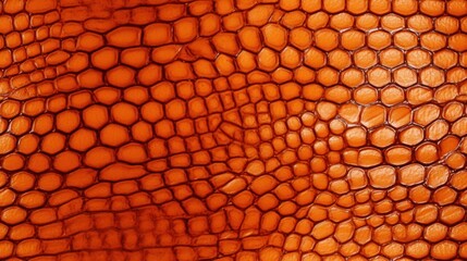 Seamless pattern with orange reptile skin scales texture.