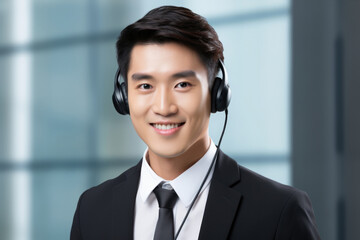telemarketer chinese agent and corporate operator concept