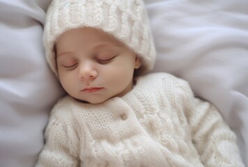 a close-up of a sleeping newborn baby
