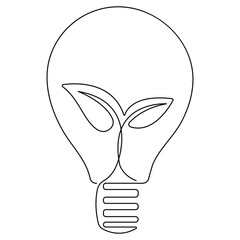  House with plug, plant and lightbulb continuous single line art drawing green energy outline concept
