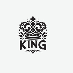 Black and white royal crown lion king logo template, perfect for creating a regal emblem or sign symbol. Stunning vector illustration.