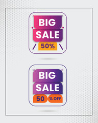 Big sale offer, sale banner for promotional 30% off, 40% off, 50% off special offer tag sticker design.