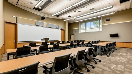 Modern Conference Room with U-Shaped Table Layout and Natural Light