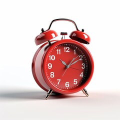 Beautiful red vintage alarm clock isolated picture AI Generated art