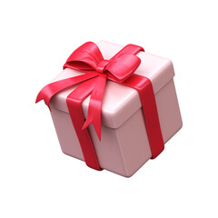 3d pink closed gift box with red bow. Valentine's day, love, romance...