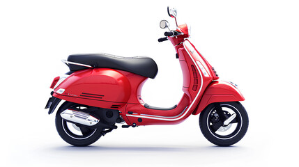Red and black motor scooter isolated on a white background,