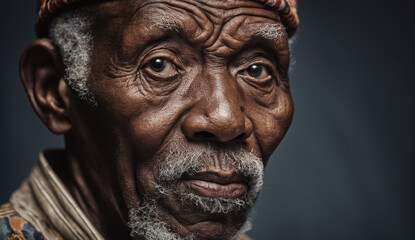 Fototapeta na wymiar portrait of a senior old black african american man close-up , elderly man, grandpa portrait