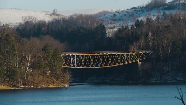 Old prewar railroad bridge over the river