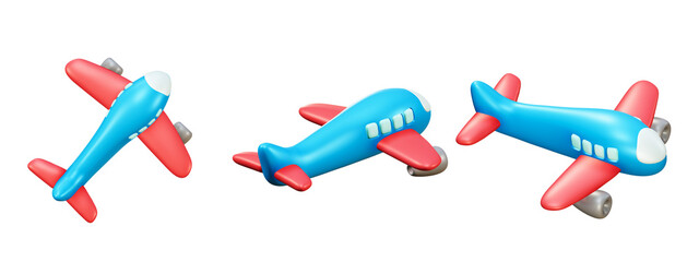 3D rendering of airplane, Aeroplane illustration for travel business in cartoon style