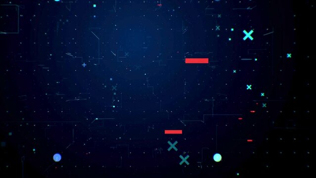 Tech Motion Background: Dynamic X, Squares, Dots, and Lines - Abstract Stock Footage