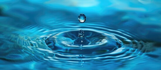A drop in blue water.