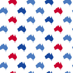 Geometric seamless pattern from the continents of Australia in the colors of the Australian flag