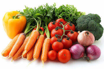  Vegetables on a white background,