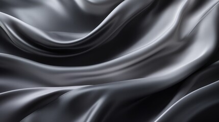 Fototapeta premium Abstract black background luxury cloth or liquid wave or wavy folds of grunge silk texture satin velvet material for luxurious elegant wallpaper design. High quality illustration