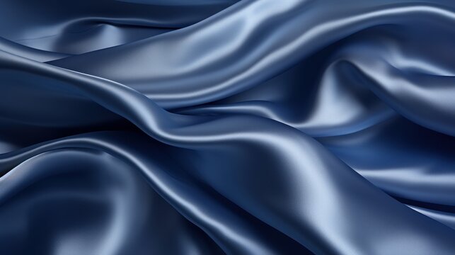 Abstract dark blue background luxury cloth or liquid wave or wavy folds of grunge silk texture satin velvet material for luxurious elegant wallpaper design. High quality illustration