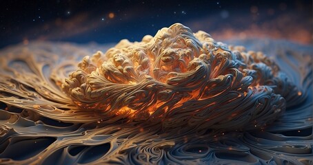 Fototapeta na wymiar An image of a cosmic dust cloud sculpted by stellar winds and radiation, showcasing intricate patterns and formations resembling celestial sculptures - Generative AI