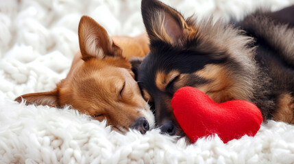 Warm Valentine's Moment with Furry Friend, Valentine's Concept,