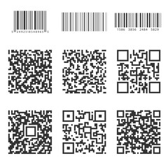 Fototapeta premium A set of barcodes and QR codes for digital identification. Vector illustration