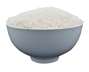 the bowl is filled with rice grains, side view grain cereal  cooking ingredients  isolate on transparent background, element for design