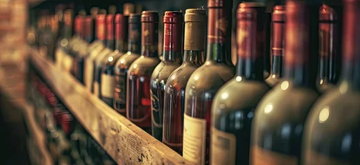 Fotobehang a row of wine bottles in a wine glass Generative AI © SKIMP Art
