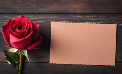 Valentine's Day Rose, simple background, blank, banner. Generative AI