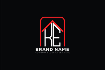 KE letter creative real estate vector logo design . KEE creative initials letter logo concept. KE house sheap logo	
