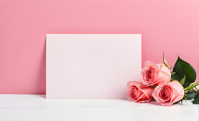 Valentine's Day Rose, simple background, blank, banner. Generative AI