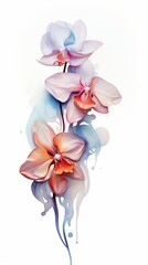 Colorful watercolor art flower. Isolated on white background. In a realistic manner, colorful, rainbow. Ideal for teaching materials, books and nature-themed designs. Paint splash icons.
