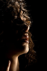 Sensual Profile Silhouette Portrait on Dark Background