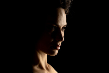 Sensual Profile Silhouette Portrait on Dark Background