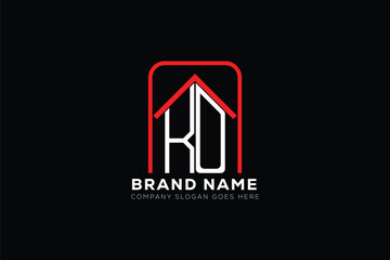 KO letter creative real estate vector logo design . KO creative initials letter logo concept. KO house sheap logo	
