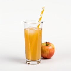 Apple with a glass of natural apple juice on white background