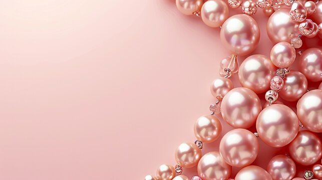 Pink Pearls on Pink Background - Elegant and Feminine Jewelry Display