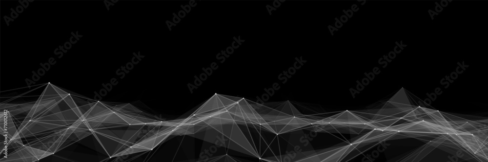 Fototapete Technology black wave with lines. Big data visualization. Analytics representation. Digital background. Vector illustration.