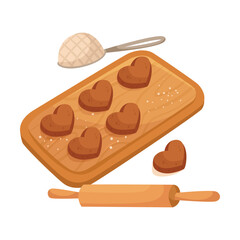 Baked Cookie as DIY Gift for Valentine Vector Illustration