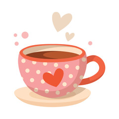 Tea Cup with Warm Drink as DIY Gift for Valentine Vector Illustration